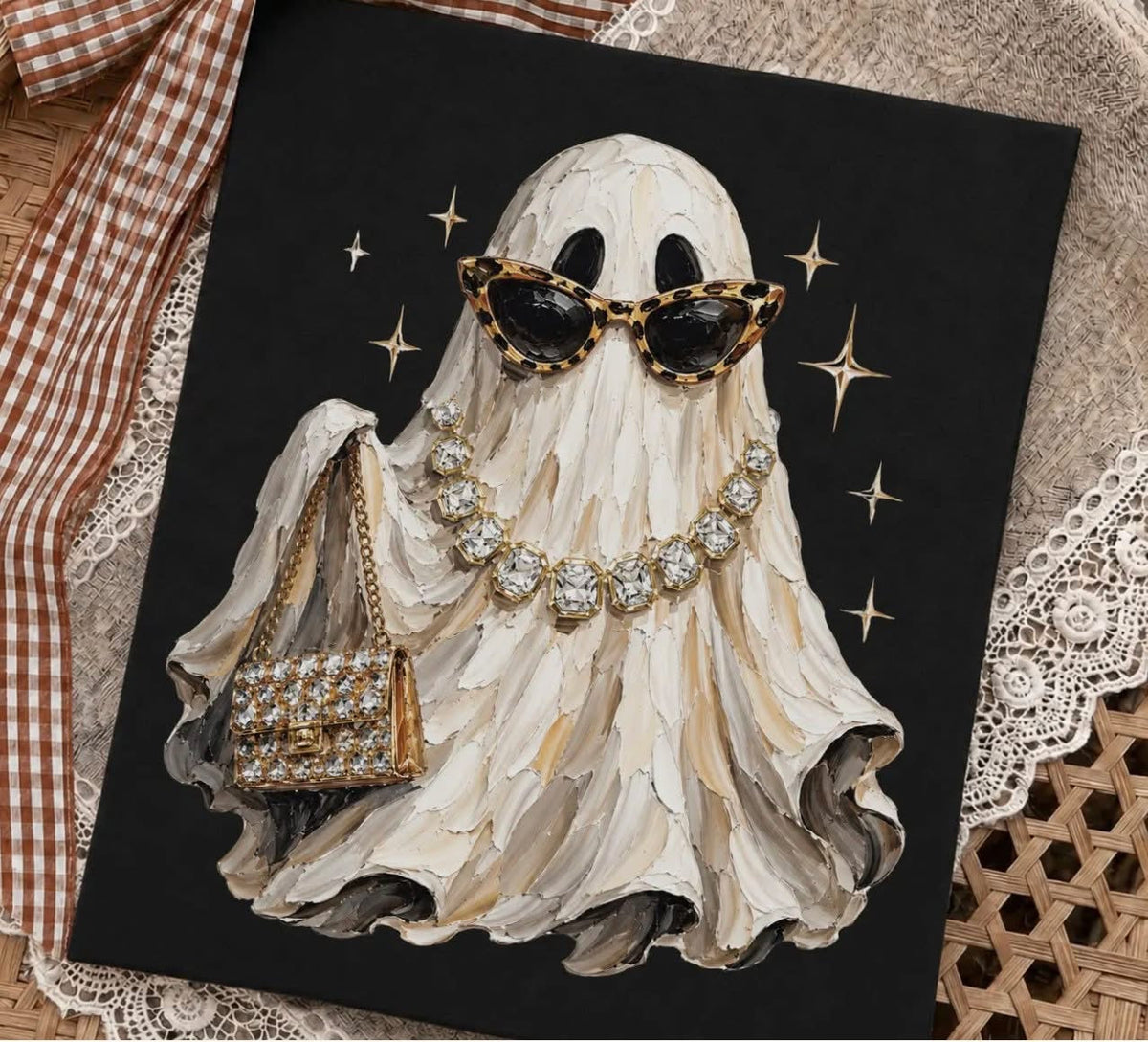 Boujee Faux Painted Ghost Halloween Comfort Colors Graphic Tee