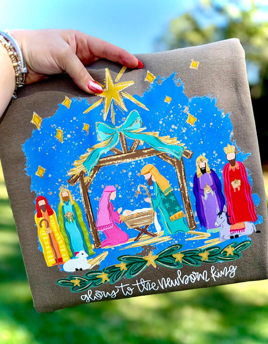 Glory to the Newborn King Christmas Comfort Colors Graphic Tee