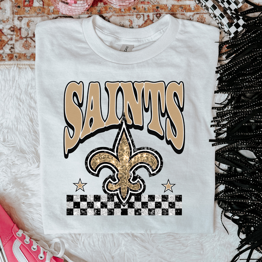 Faux Glitter Saints Graphic Tee