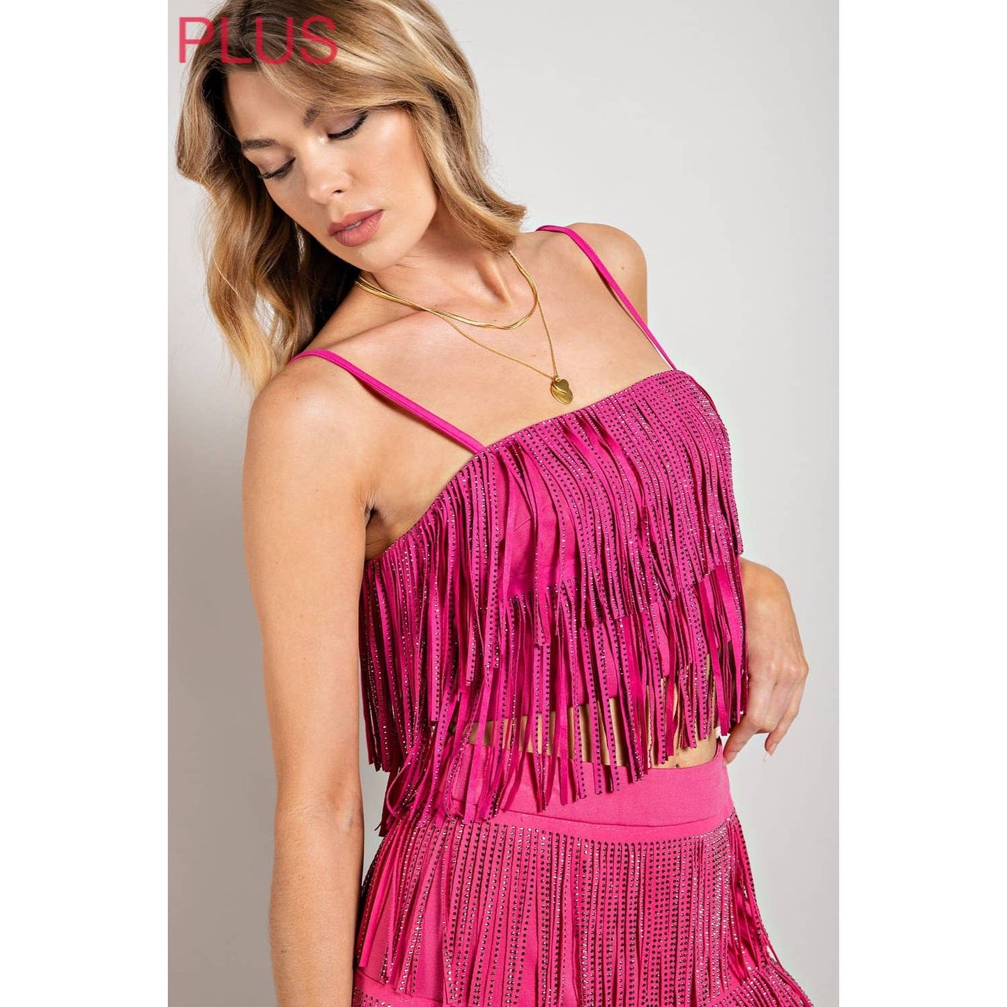 Plus- Rhinestone Fringe Tank