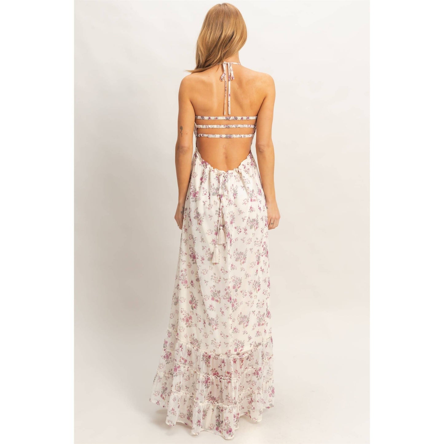 Smocked Floral Maxi Dress Rose