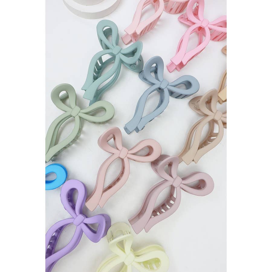 Matte Pastel Tone Bow Shape Hair Claw: MIX COLOR / ONE(12)