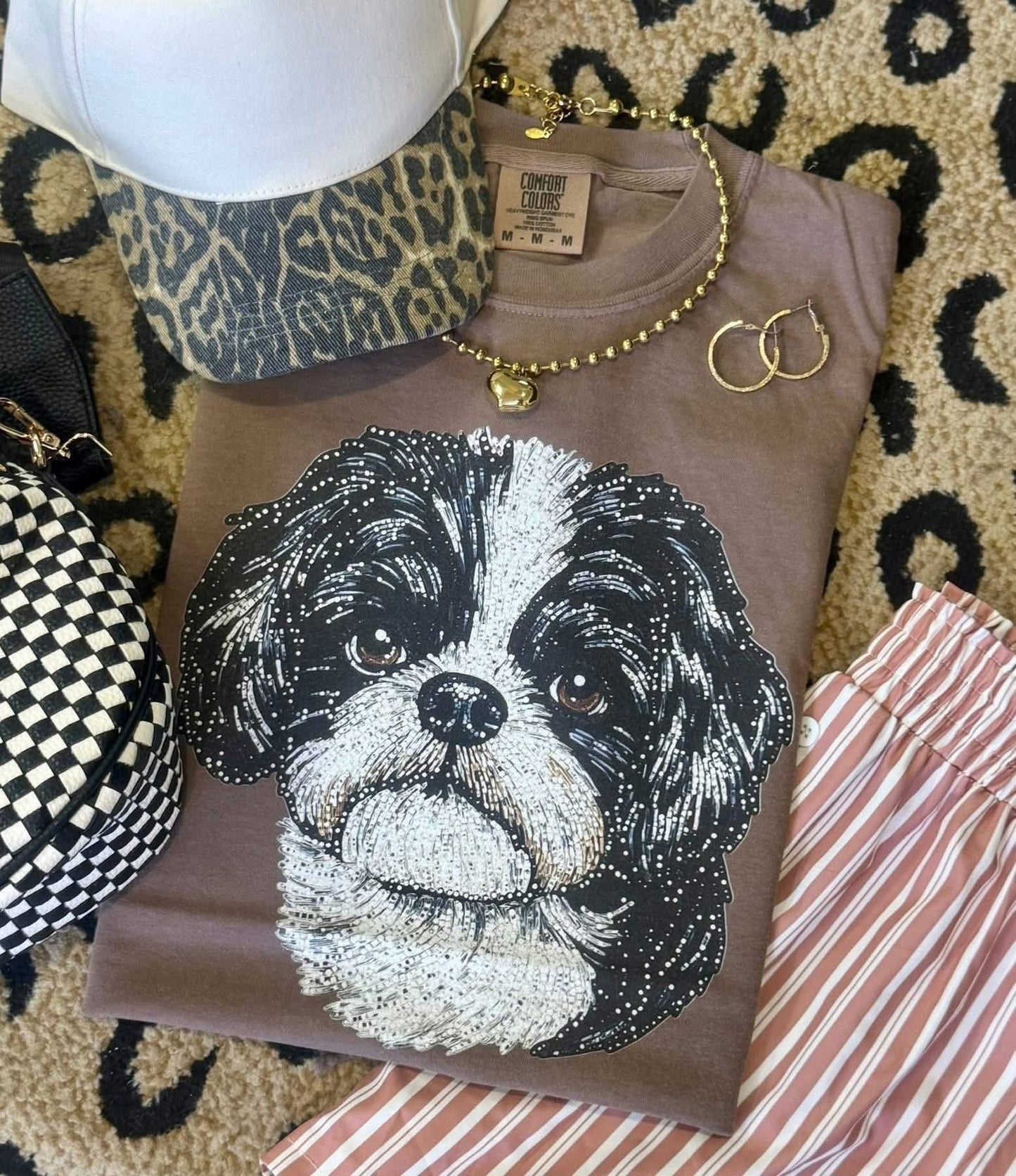 Faux Rhinestone Shitzu Dog Comfort Colors Colorblast