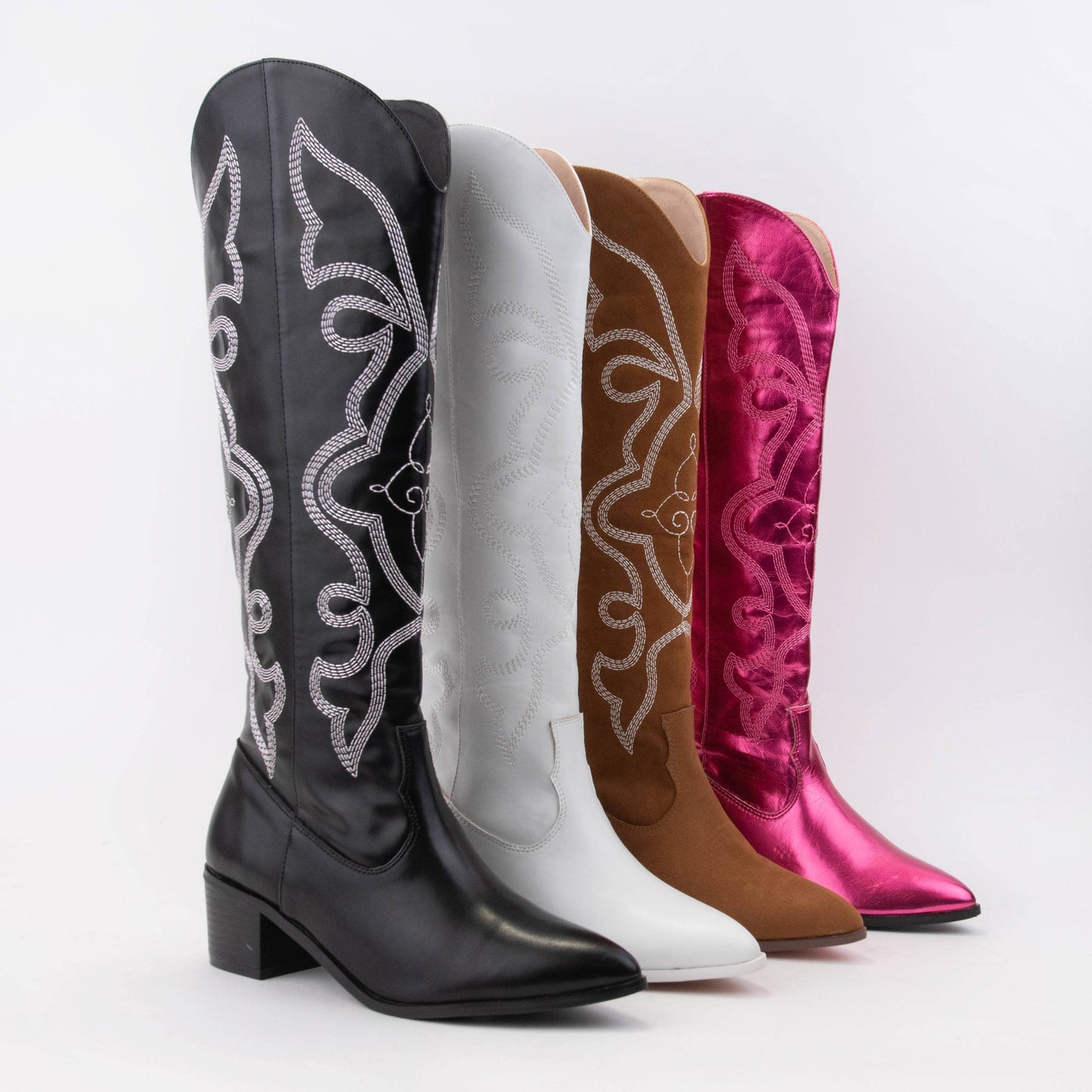 MALENA EMBROIDERED WESTERN TALL BOOTS BLACK