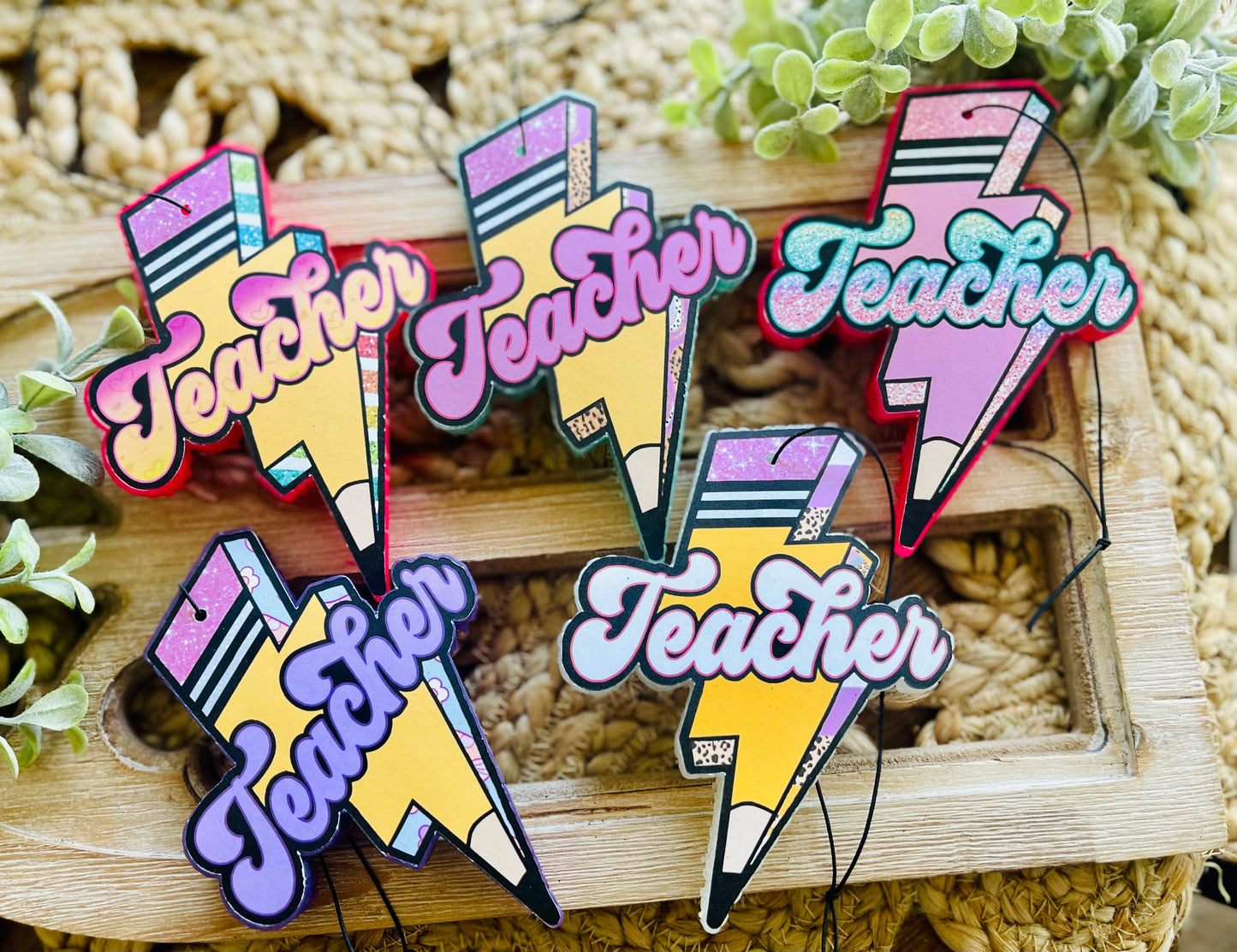 Teacher Lightening Bolt Car Freshie 