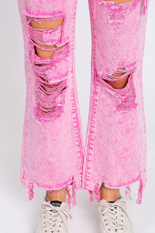 ACID PINK - HIGH RISE RIGID VINTAGE CROPPED FLARE JEANS