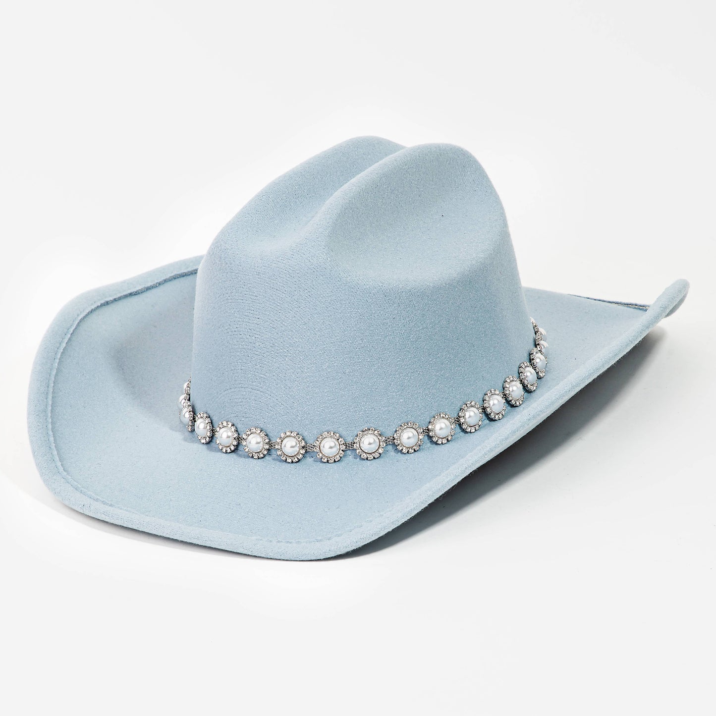 Western Pearl Studded Fashion Cowboy Hat Black