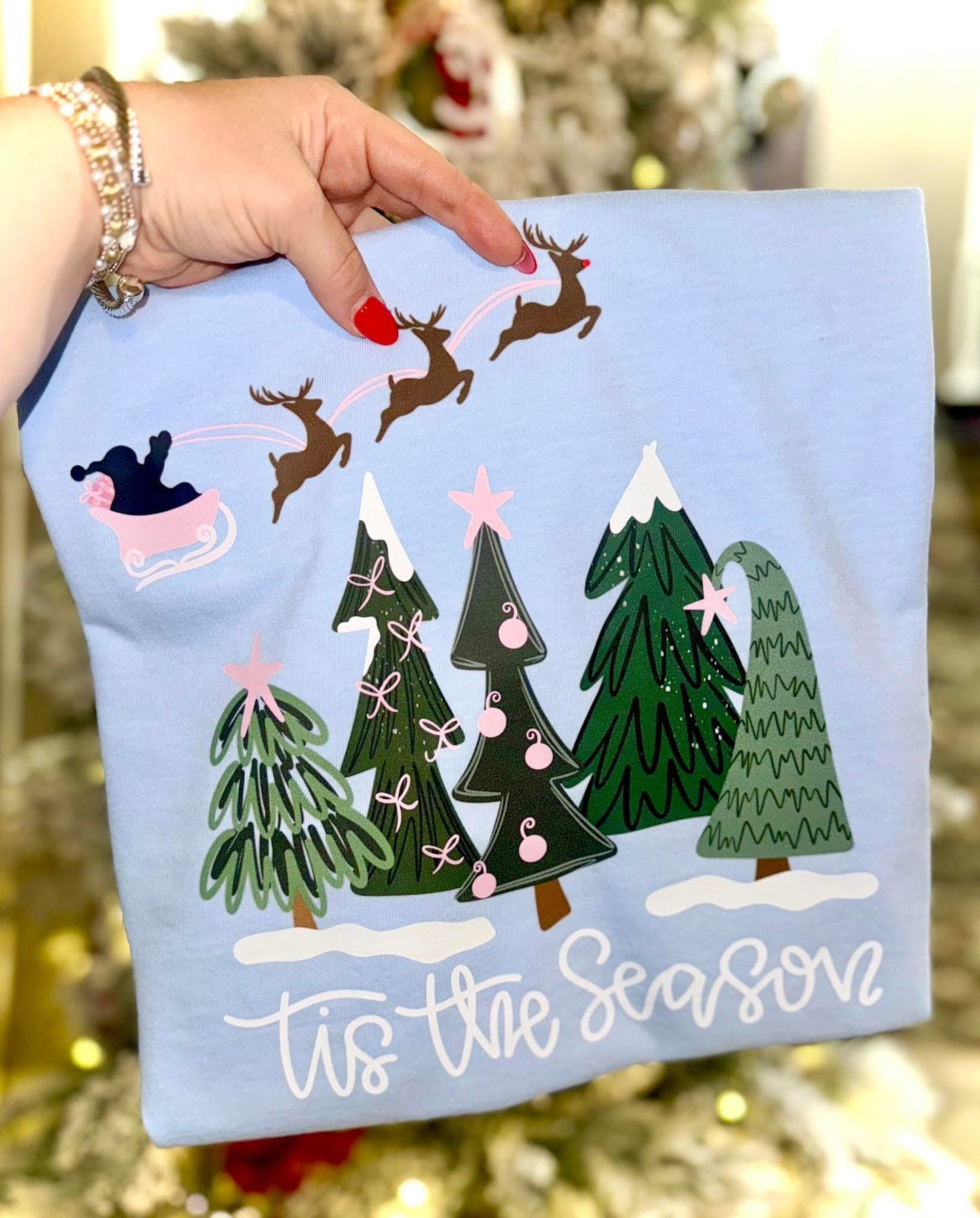 Tis the Season Christmas Reindeer Comfort Colors Graphic Tee