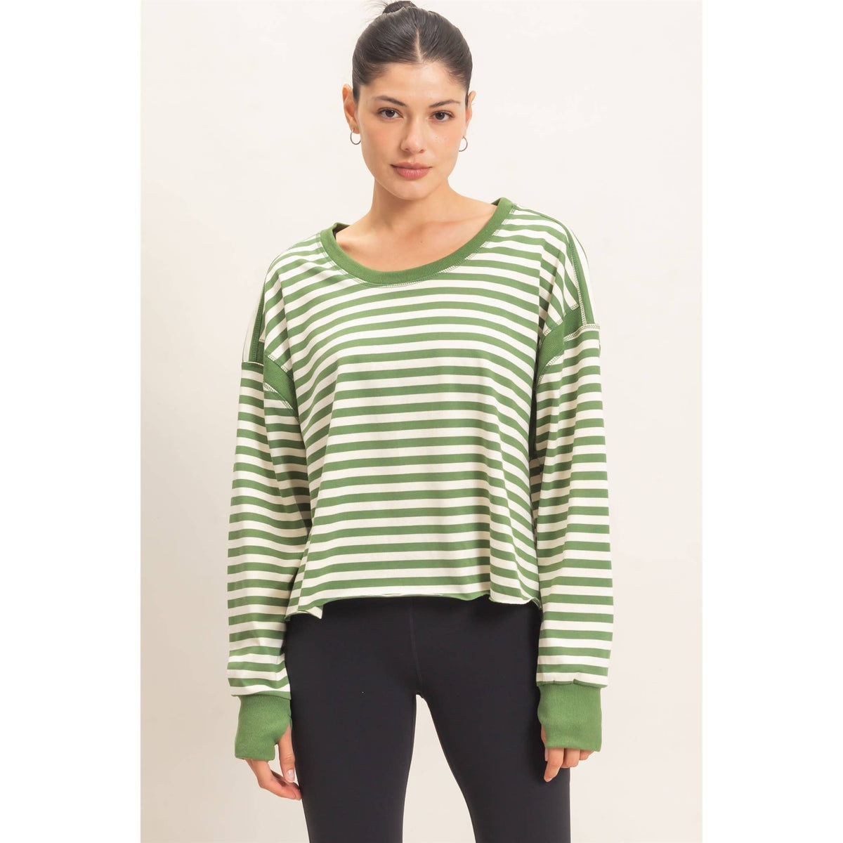 Striped Long Sleeve Top Mocha
