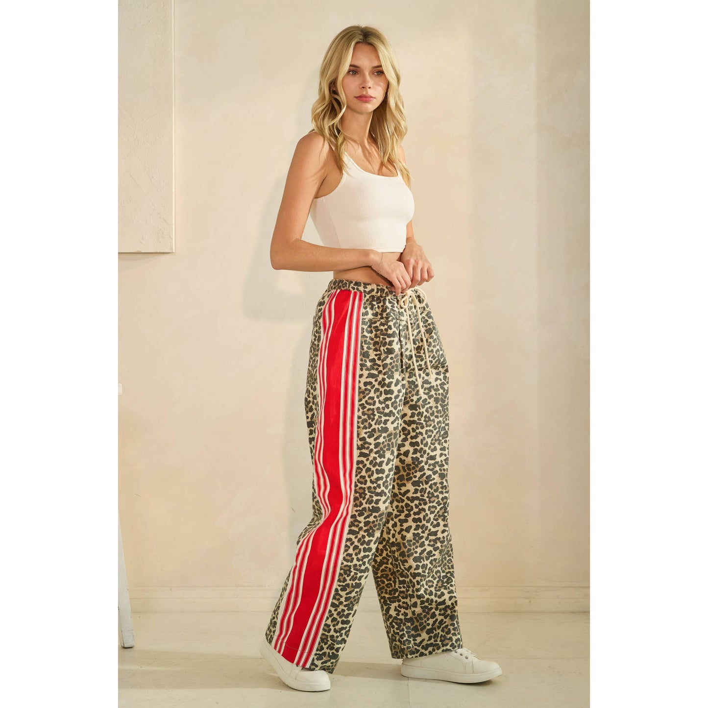Leopard Striped Wide Legged Pants