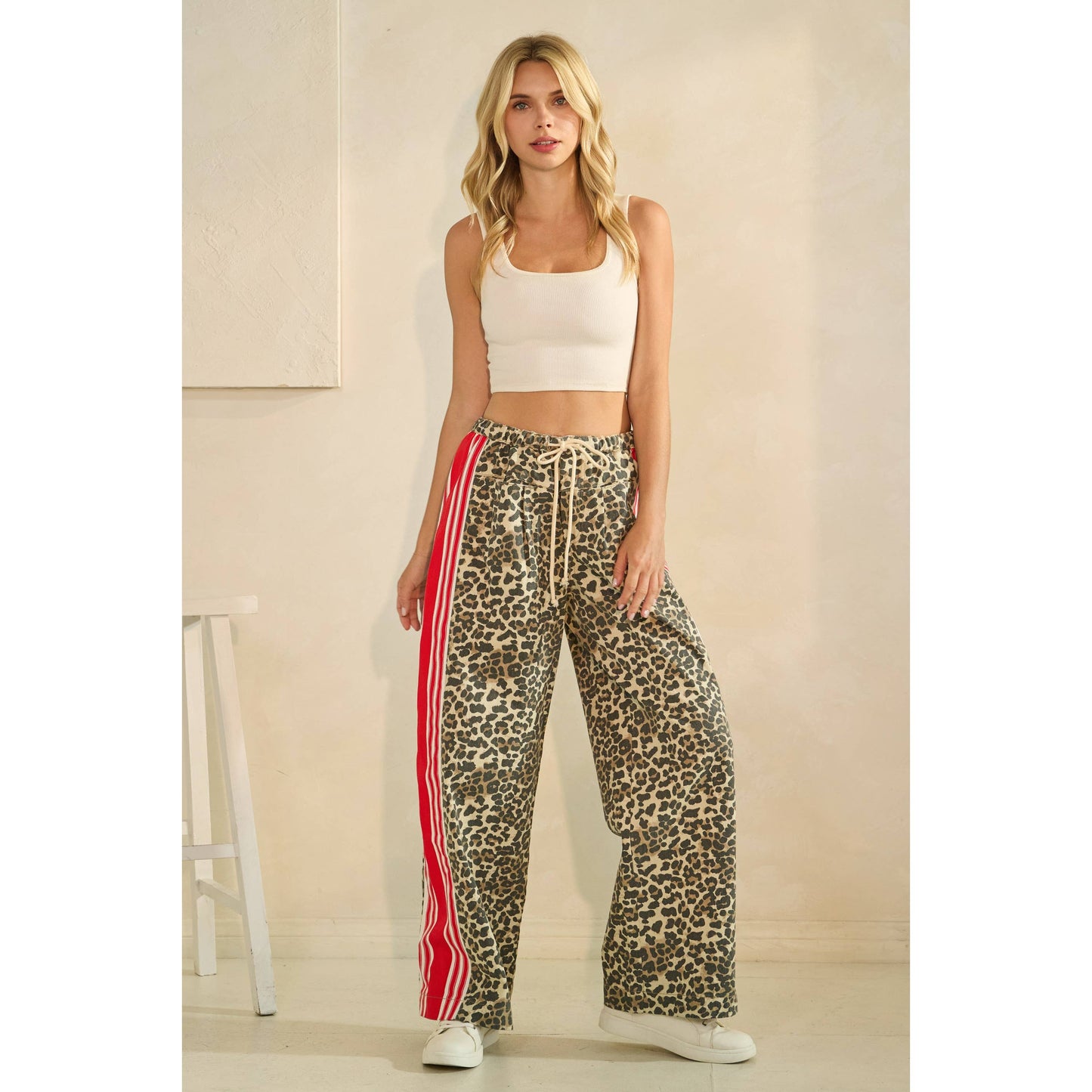 Leopard Striped Wide Legged Pants