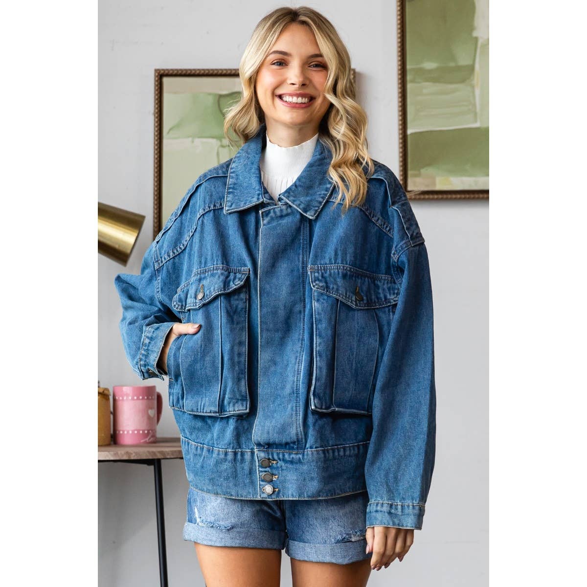 Oversize Cargo Denim Jacket