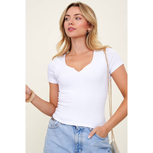 White Rib Knit Top