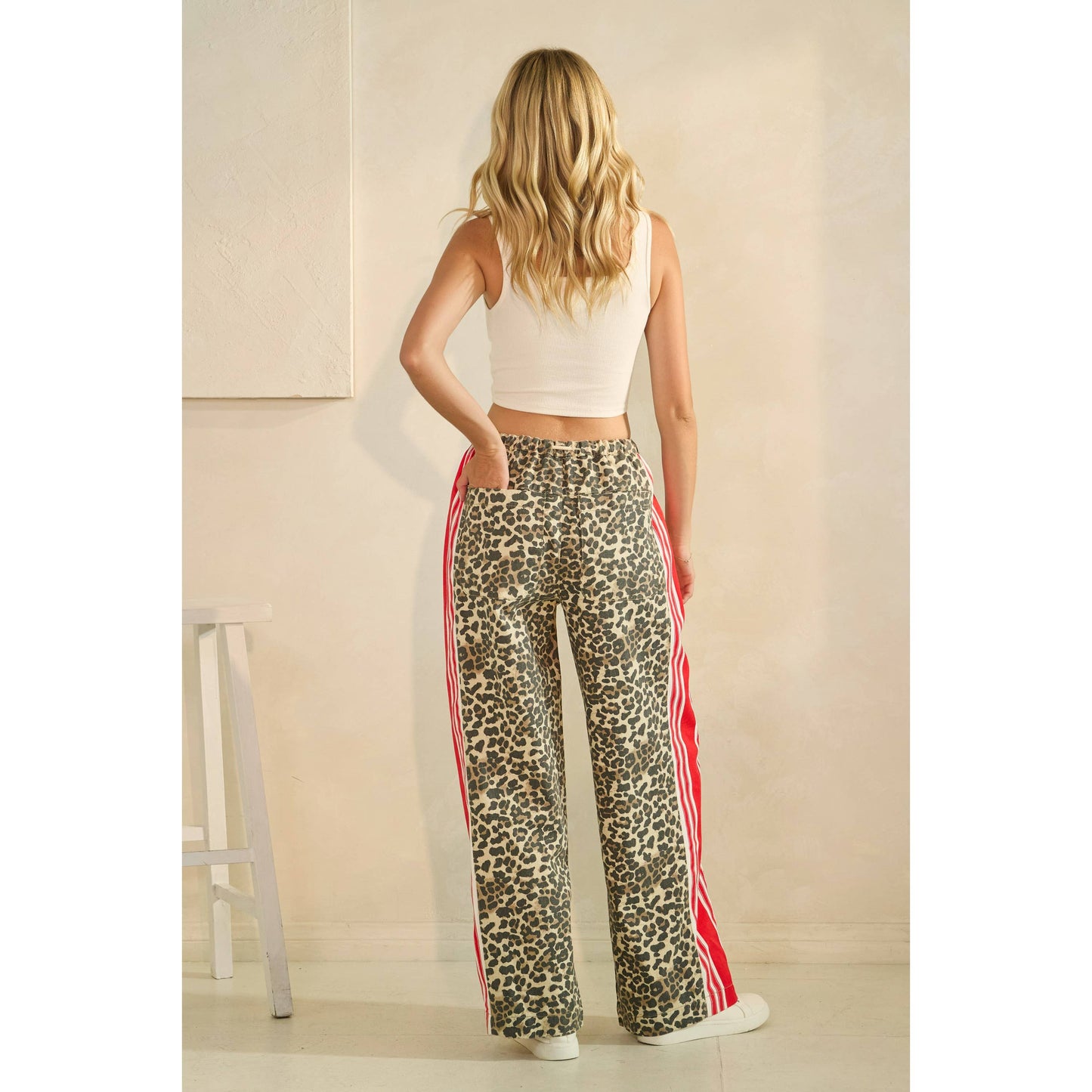 Leopard Striped Wide Legged Pants