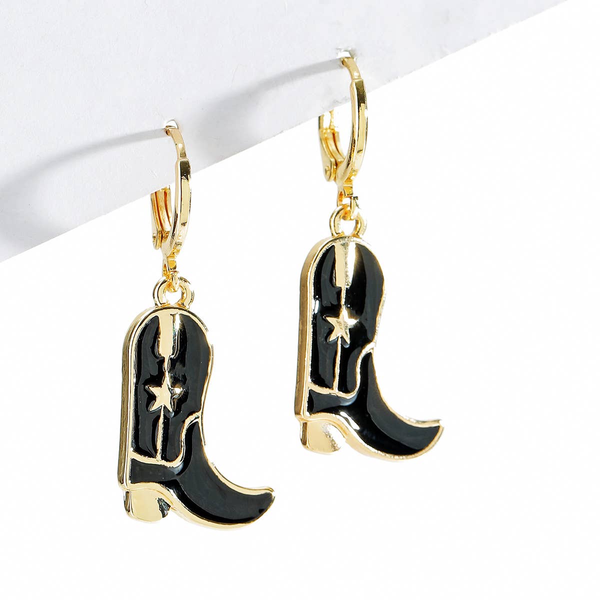 Cowboy Boots Drop Earrings, Western Cowboy Earrings: White