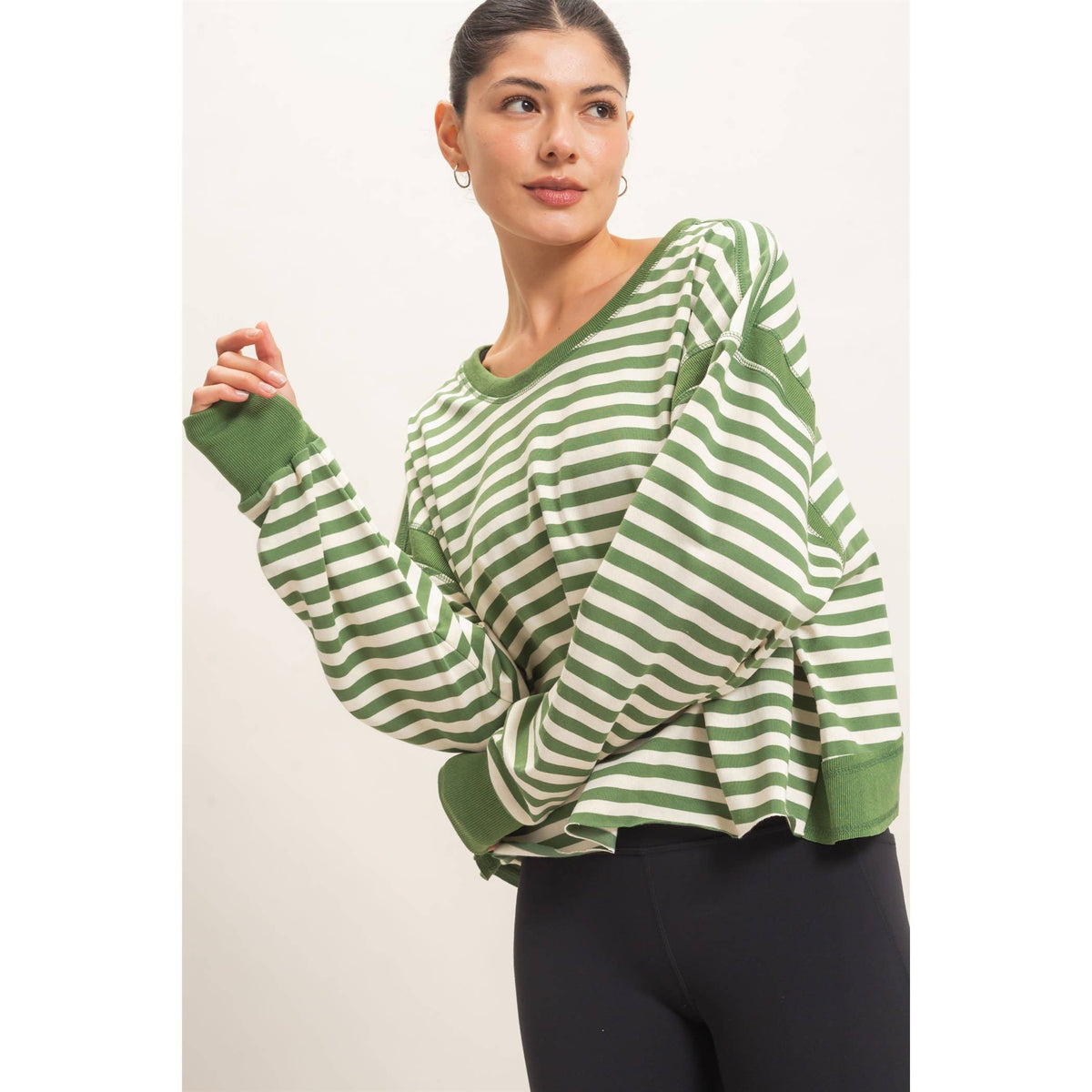 Striped Long Sleeve Top Mocha