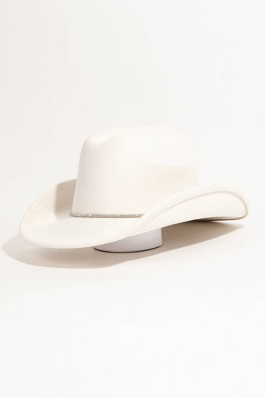 Rhinestone Cord Cowboy Hat Ivory