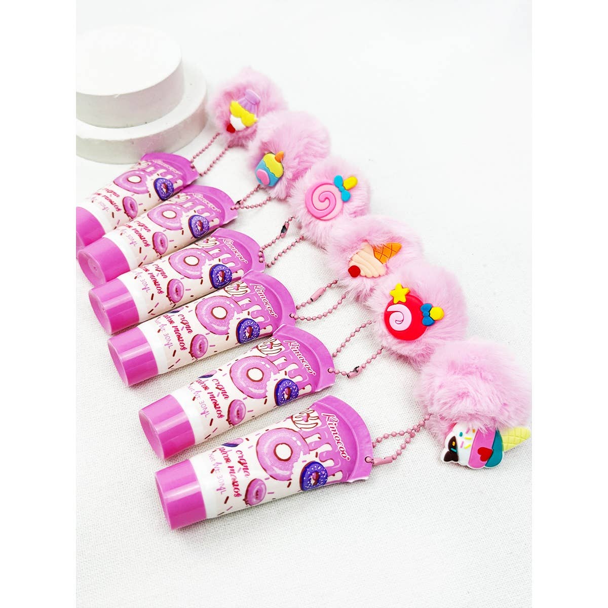 Sweet Dessert Hand Cream with PomPom Key Ring: MIX COLOR / ONE(24)