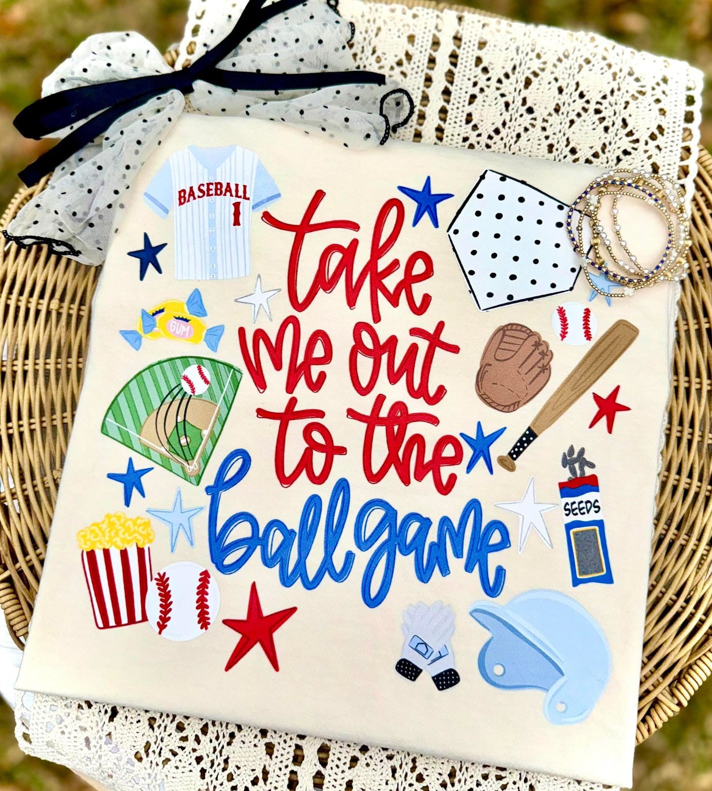 Take me Out to the Ballgame Baseball Doodle Comfort Colors Graphic Tee