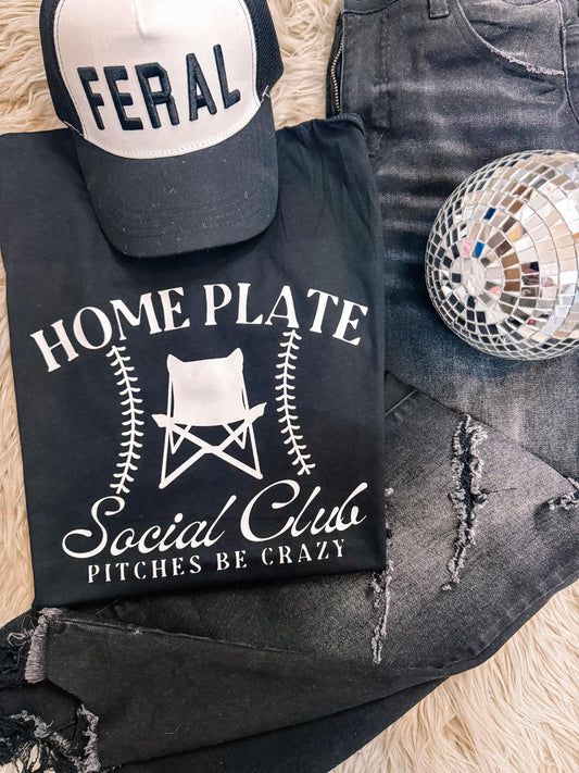 Home Plate Social Club Baseball Tee (Black) Graphic Tee