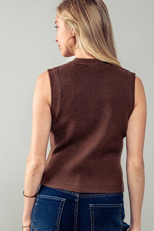 Antique Charm Knit Vest Brown