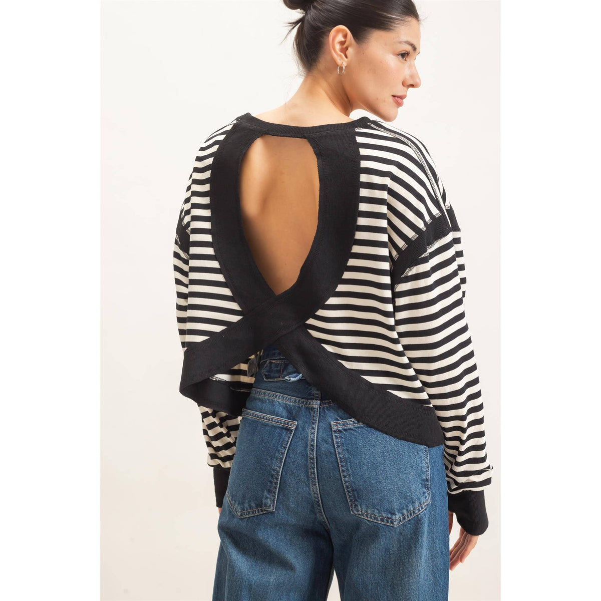 Striped Long Sleeve Top Mocha