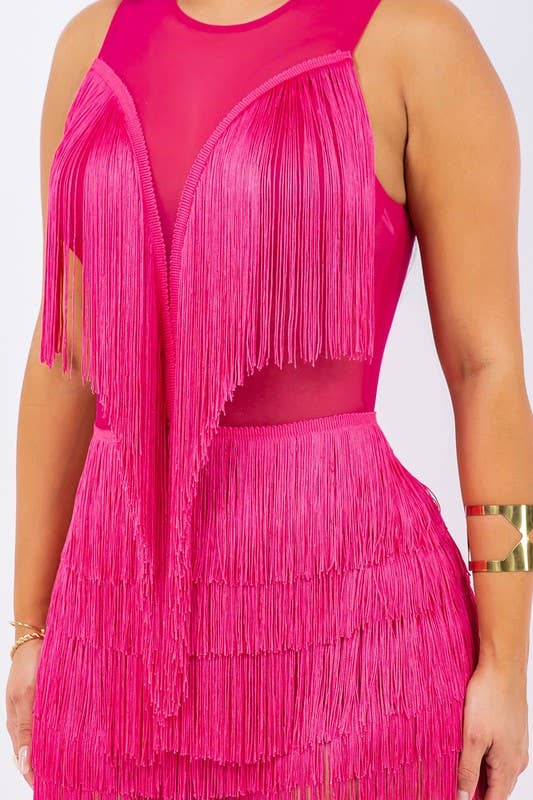 MESH FRINGE ROMPER