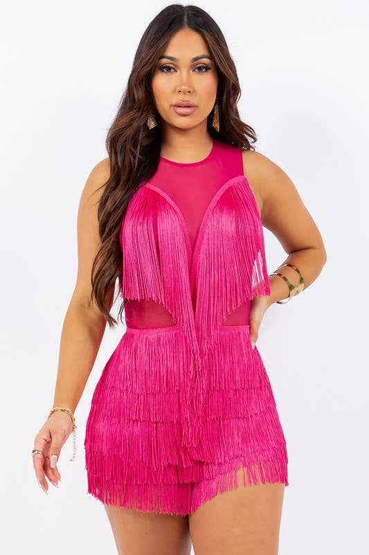 MESH FRINGE ROMPER