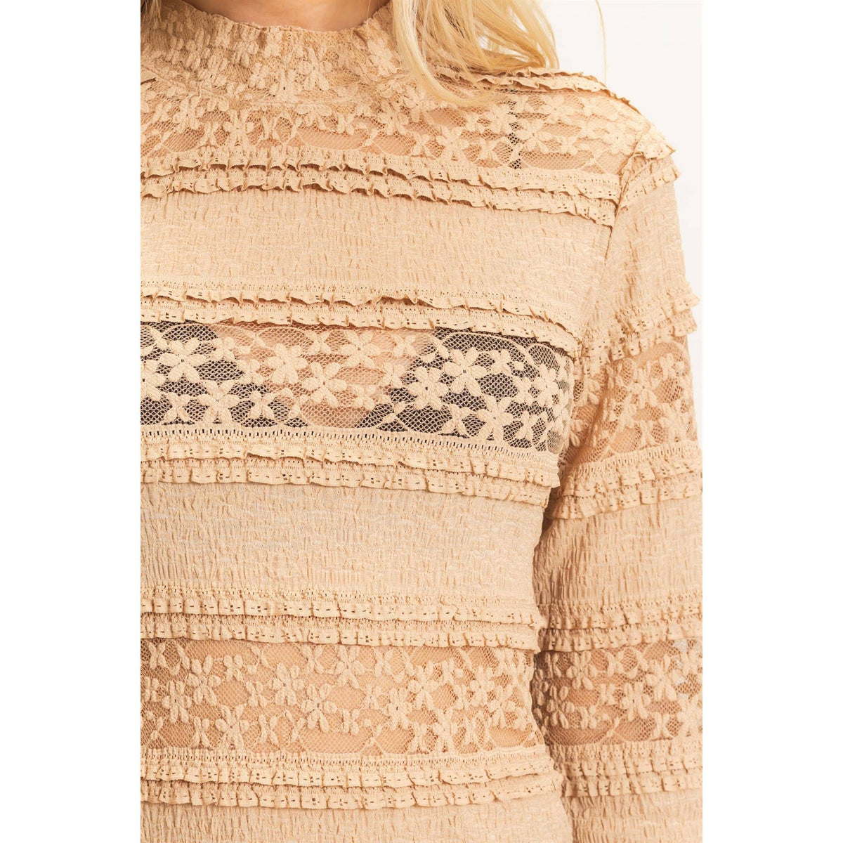 Textured Lace Top Brown