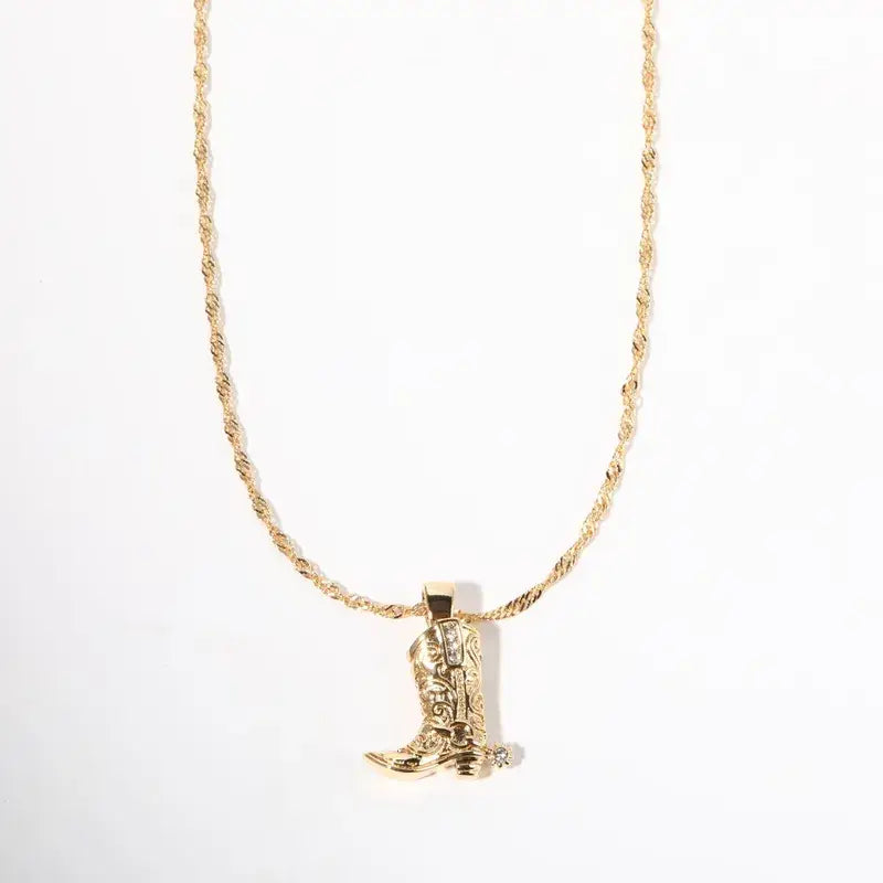 18K Gold Plated Cowboy Boot Necklace: Silver