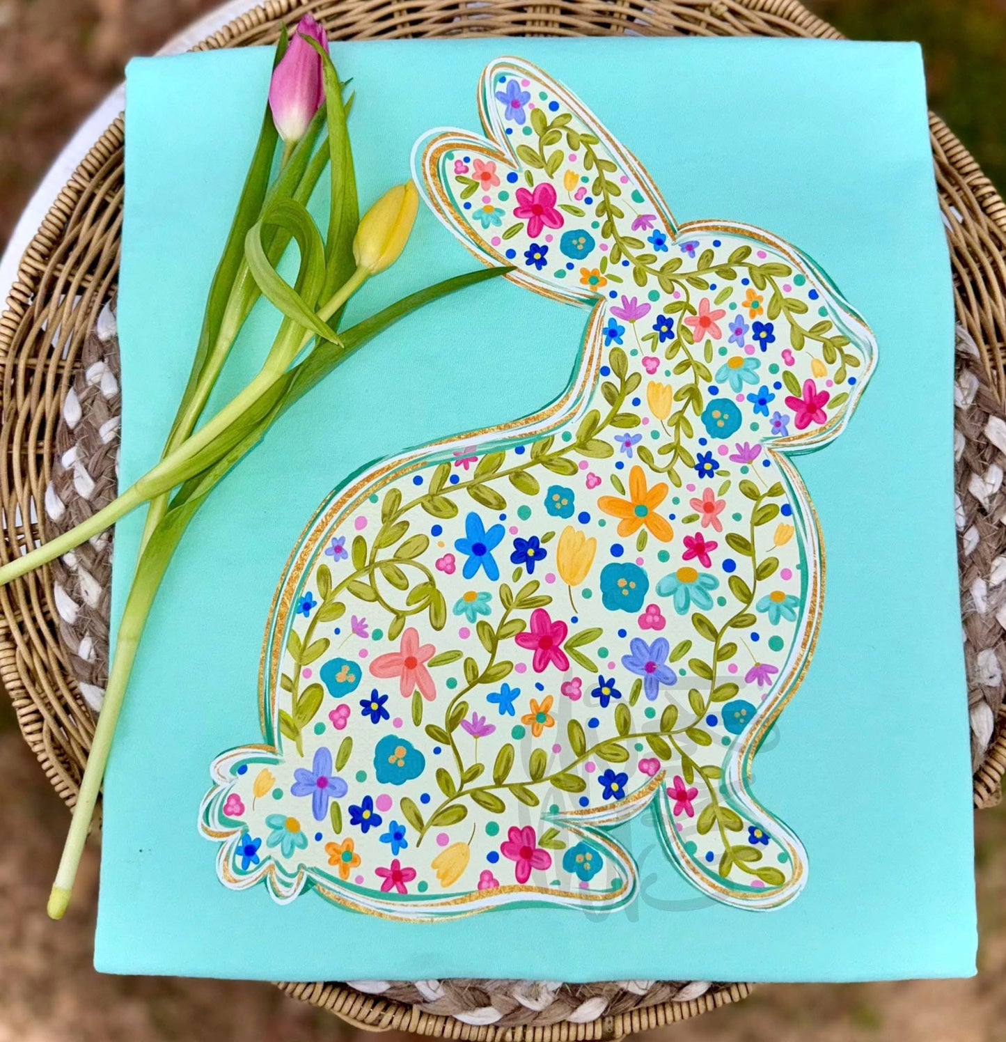 Floral Easter Bunny Comfort Colors Graphic Tee