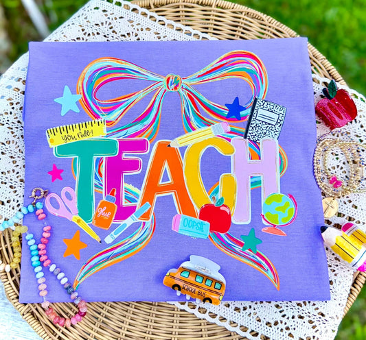 Teach Coquette Doodle Graphic Tee Comfort Colors