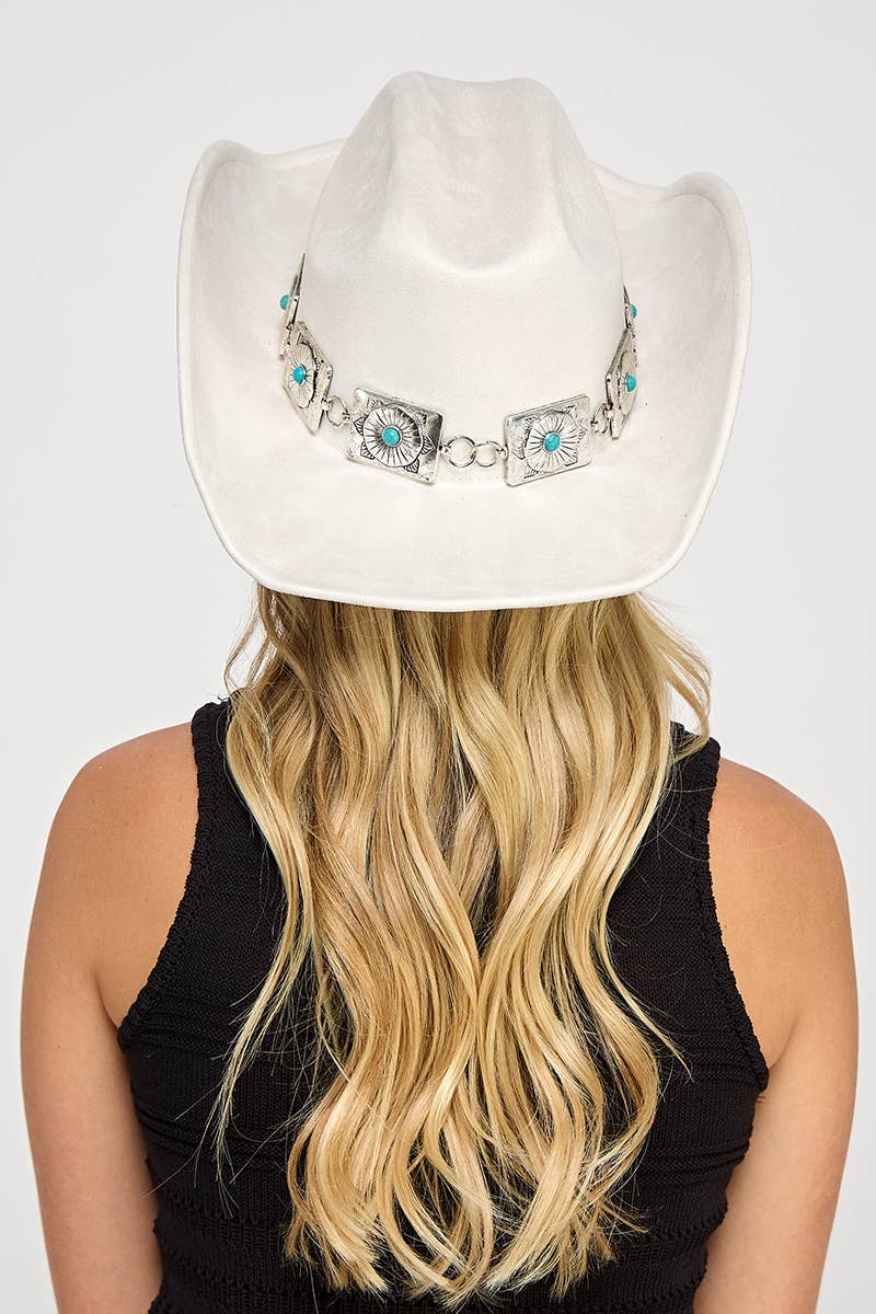 Square Concho Chain Western Cowboy Hat