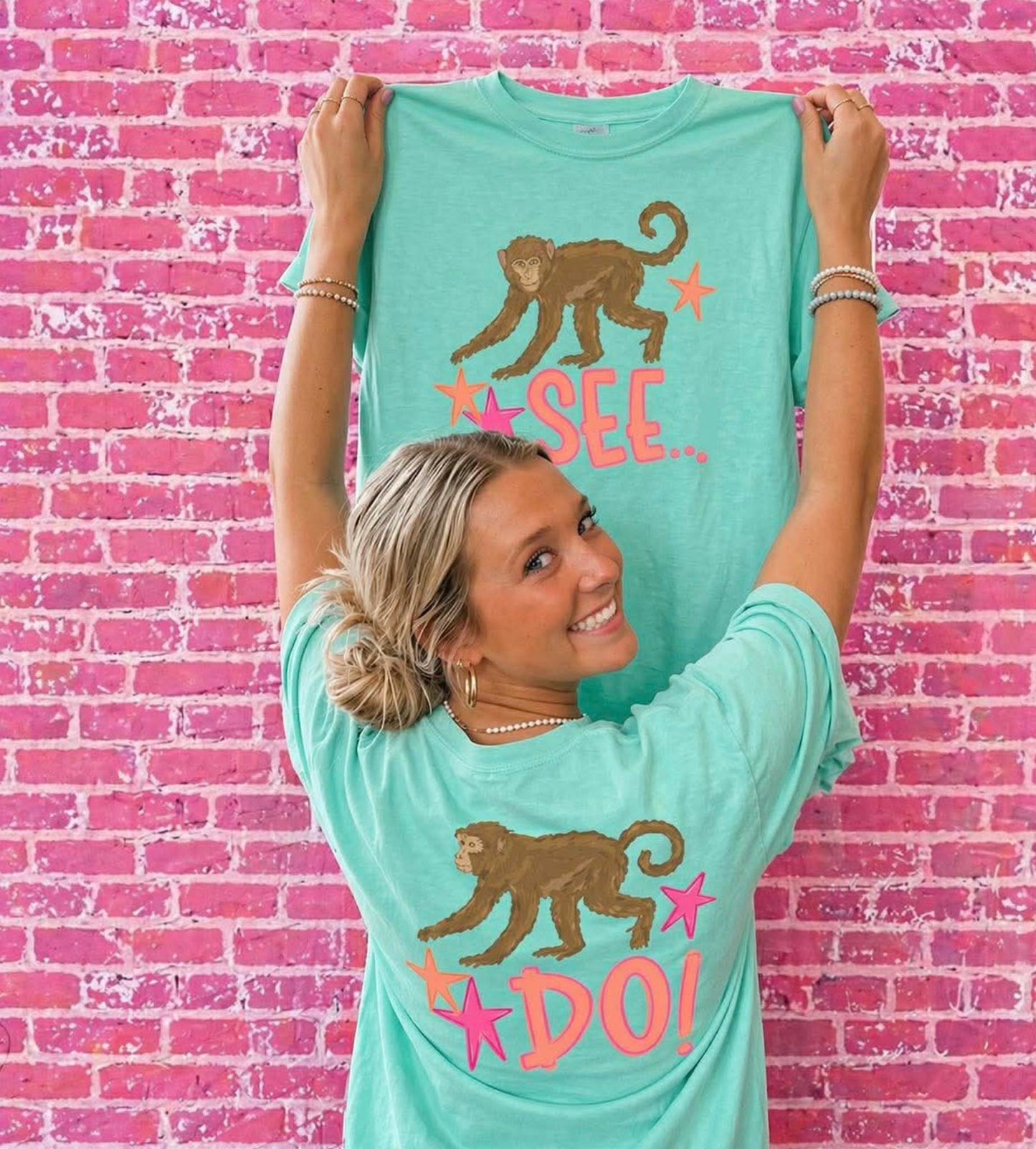 Monkey See, Monkey Do Summer Comfort Colors Graphic Tee Front & Back Full Sized Print