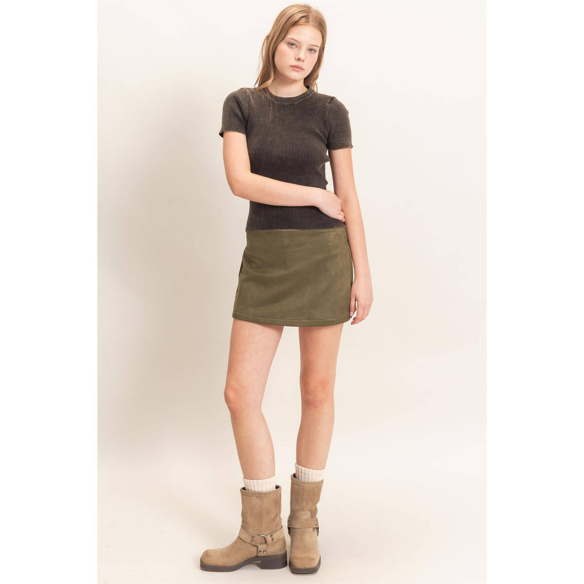 Suede Skort