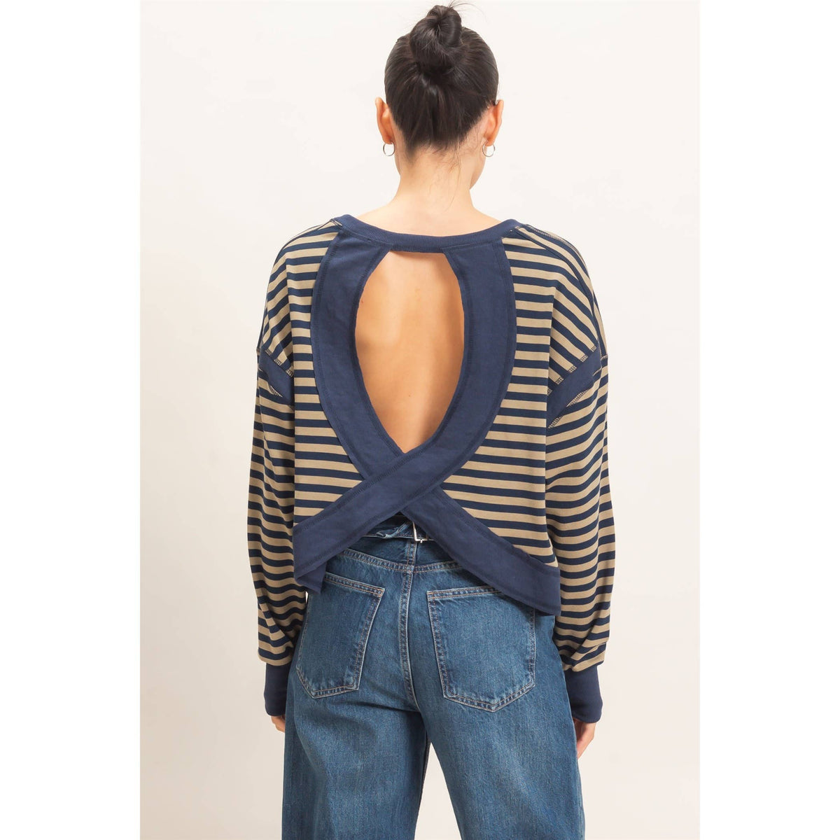 Striped Long Sleeve Top Mocha