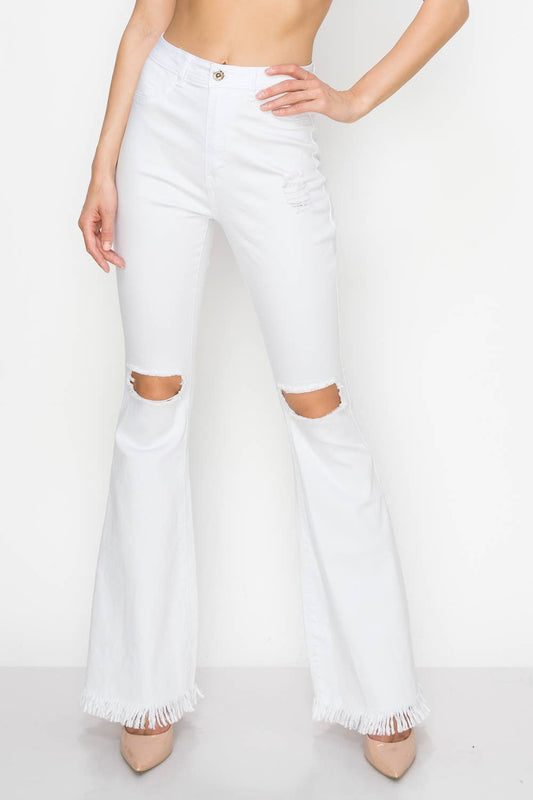 Distressed Flares White