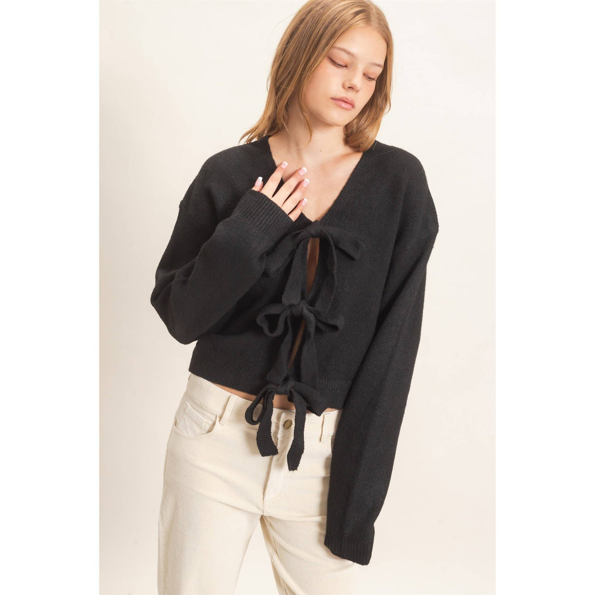 Bow Tie Sweater Black
