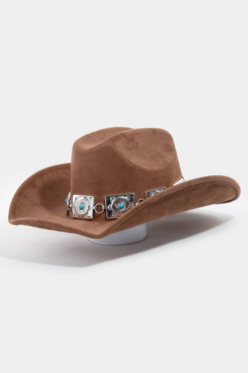 Square Concho Chain Western Cowboy Hat