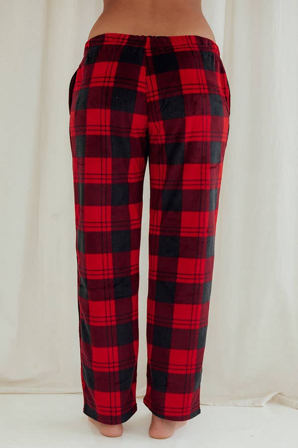 Plaid Fleece Pants Red/Black