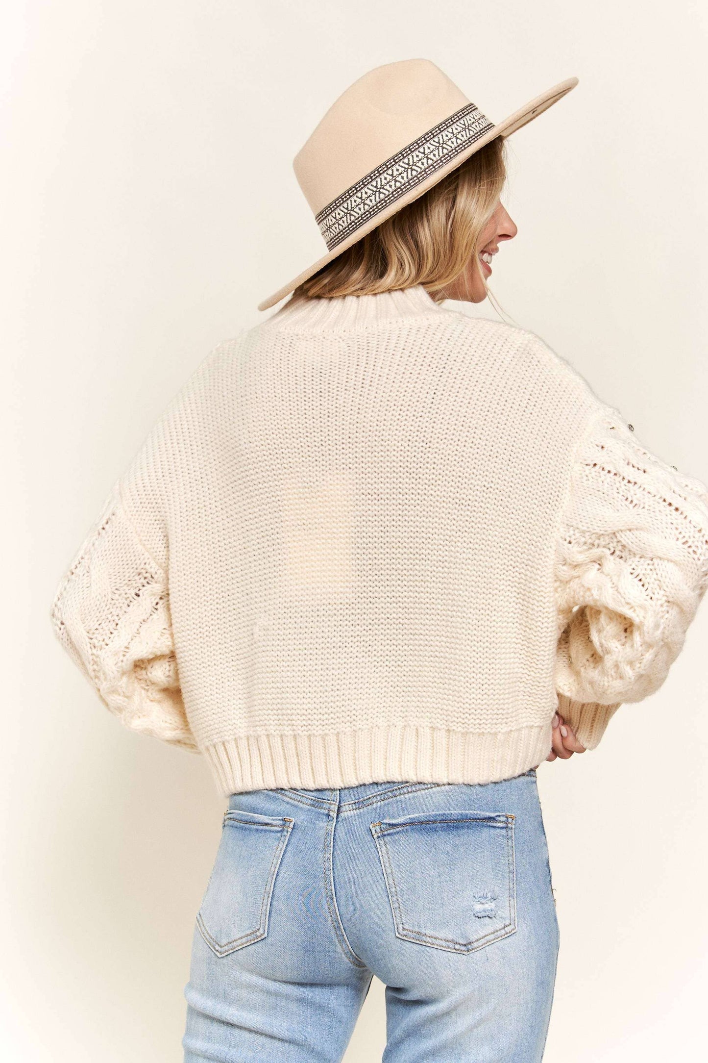 Sweater with Rhinestone’s- Beige