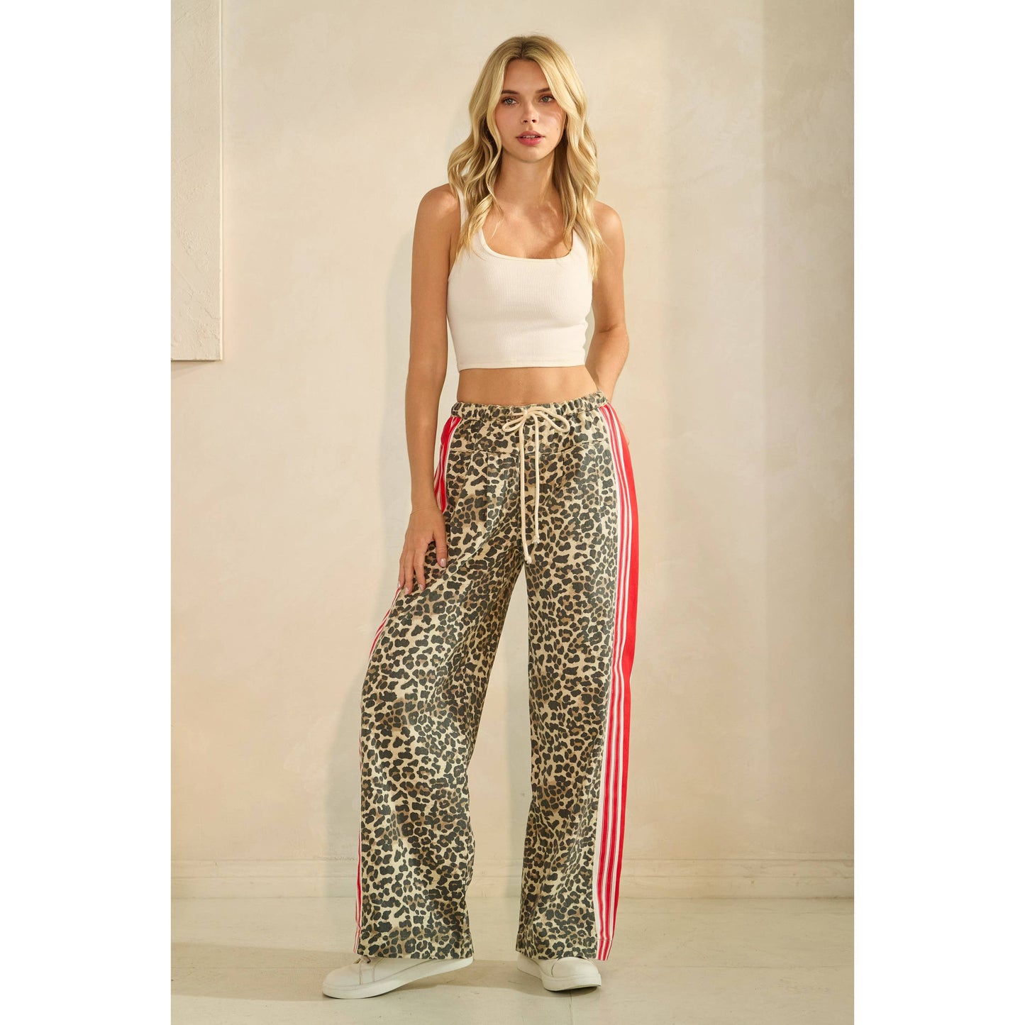 Leopard Striped Wide Legged Pants