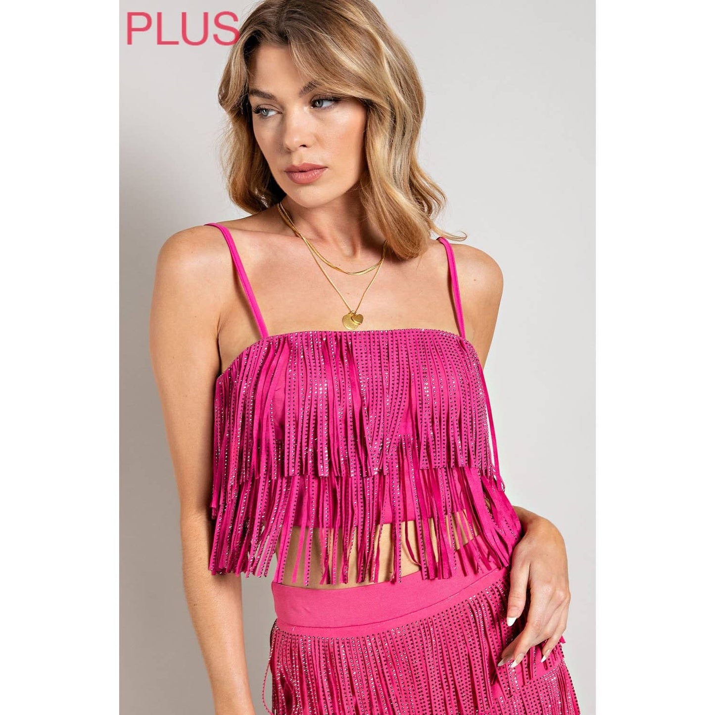 Plus- Rhinestone Fringe Tank