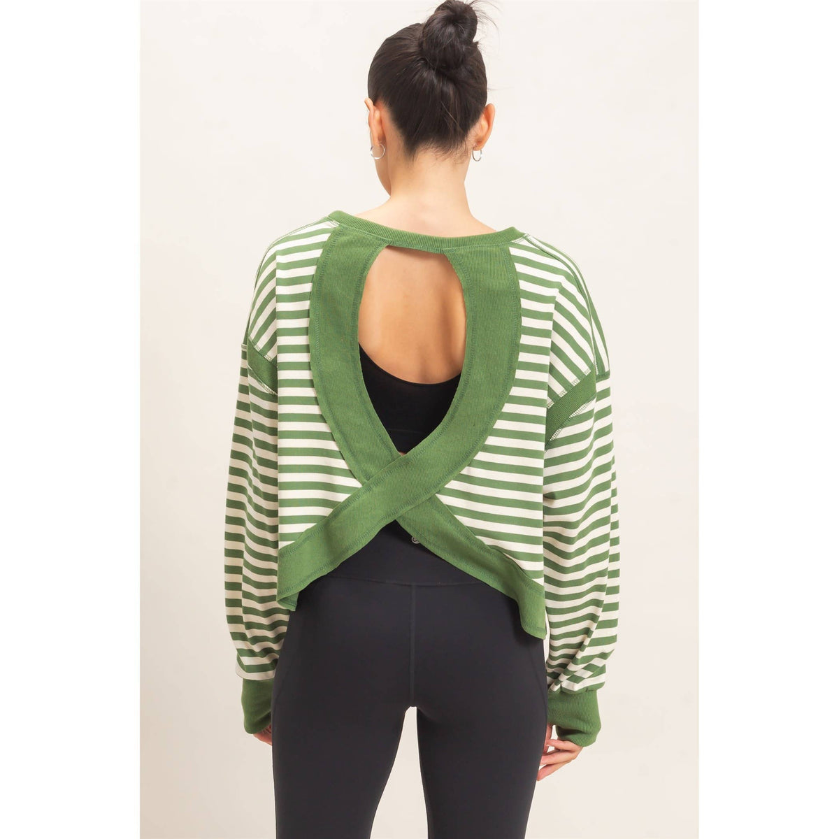 Striped Long Sleeve Top Mocha