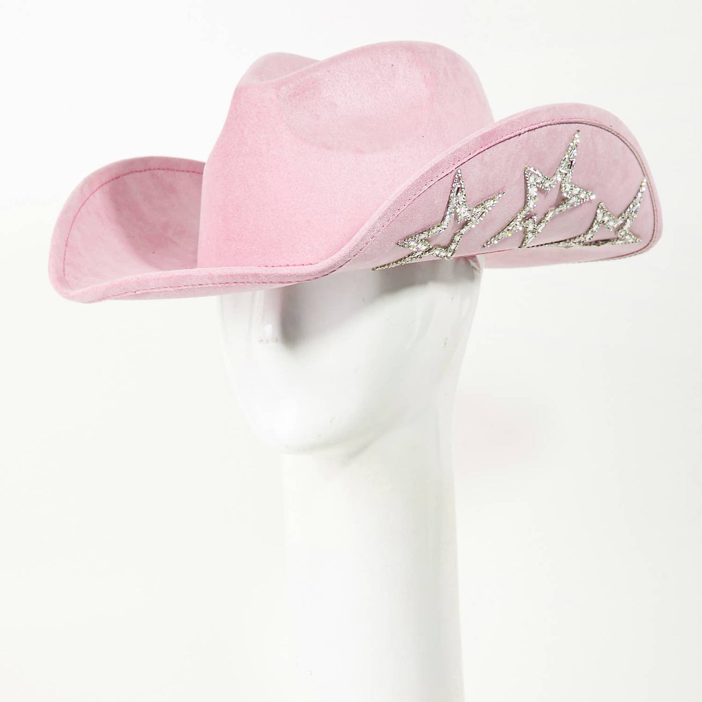 Studded Rhinestone Star Cowboy Hat Pink