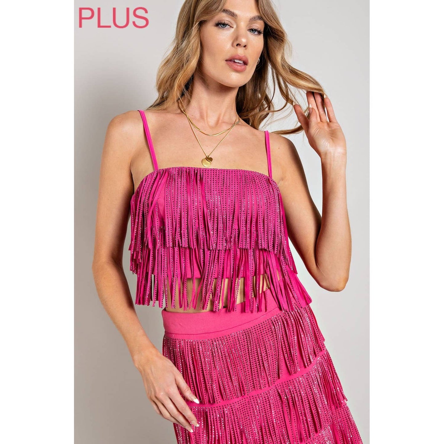 Plus- Rhinestone Fringe Tank