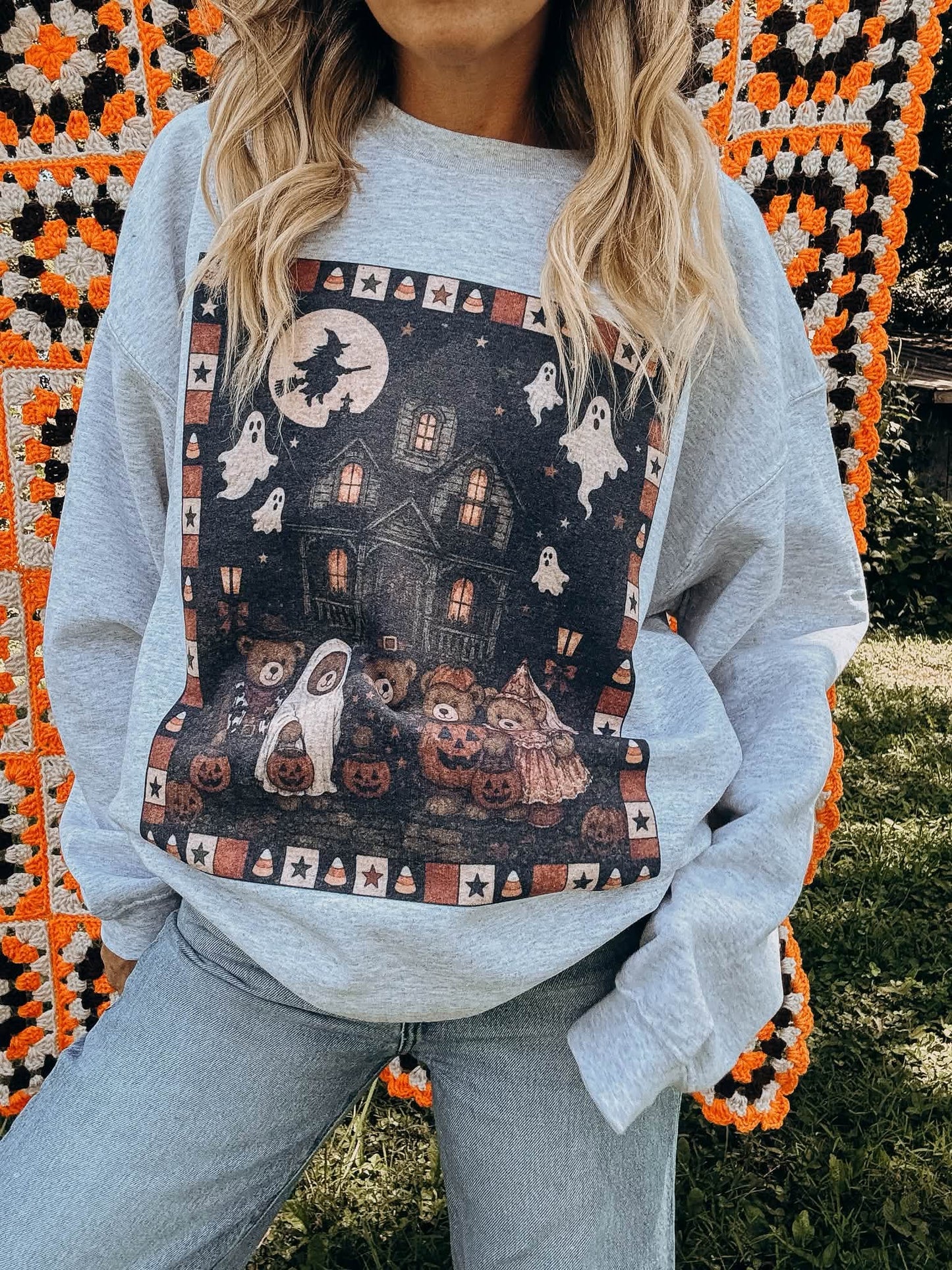 Thrifty Halloween Haunted House Sweatshirt