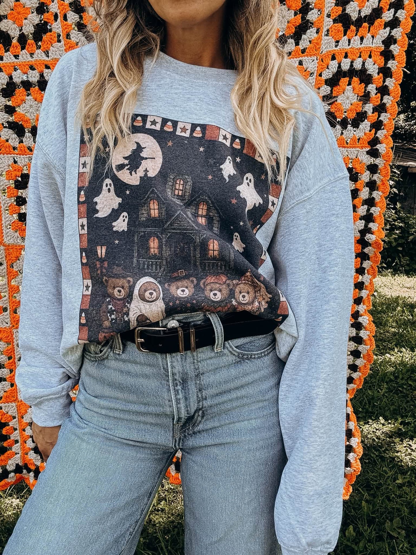 Thrifty Halloween Haunted House Sweatshirt