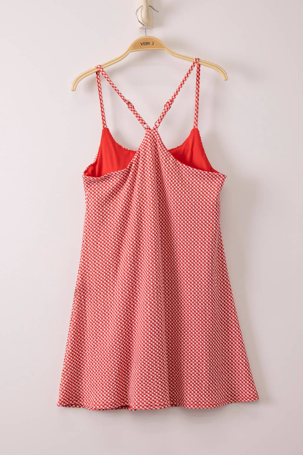 Textured Checkered Red Tennis Dress