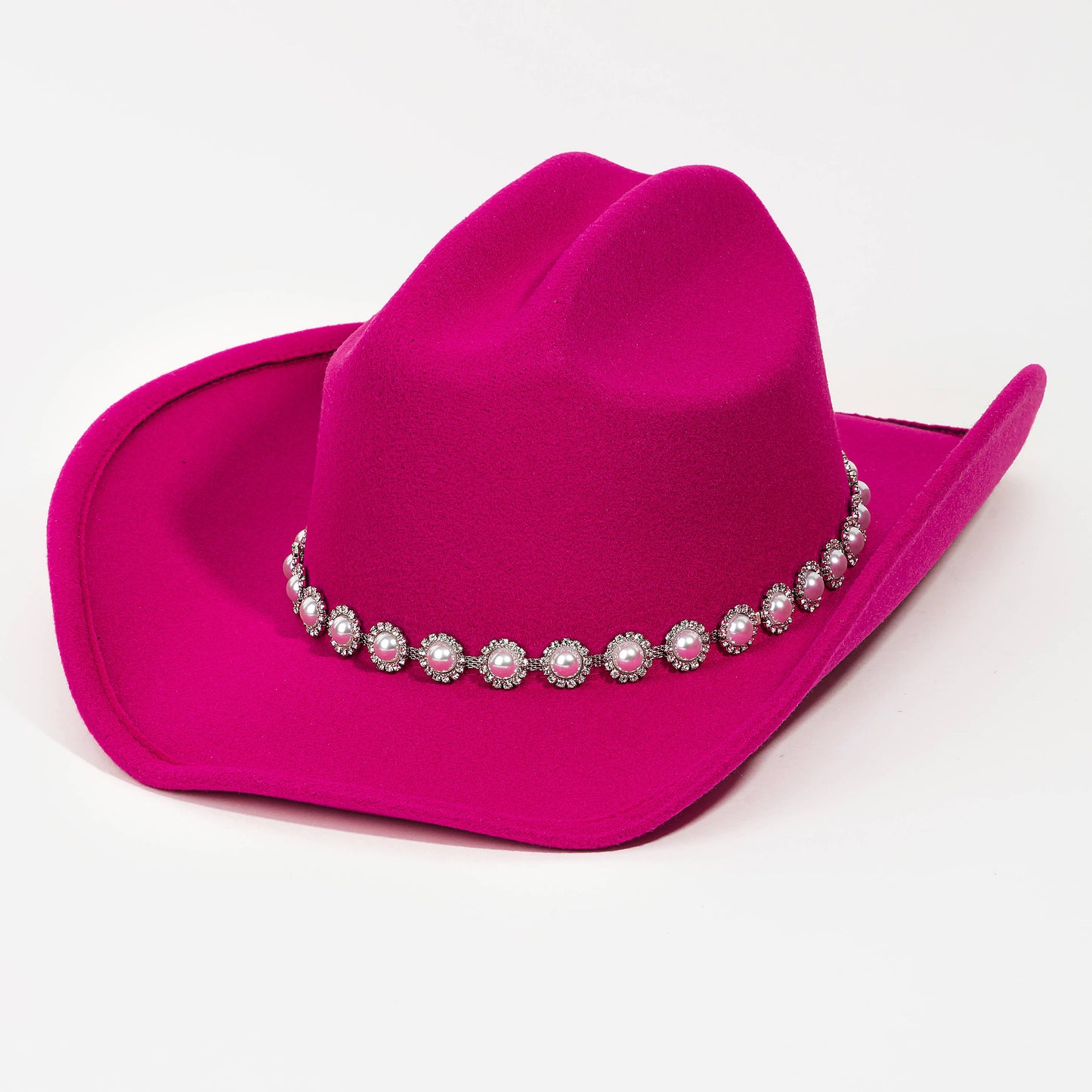 Western Pearl Studded Fashion Cowboy Hat Black